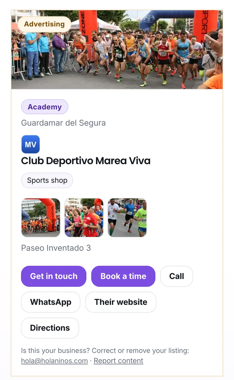 A Pro listing with the Advertising label