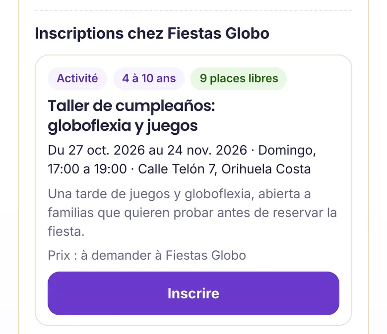 Un atelier ouvert d'un animateur, avec les places libres